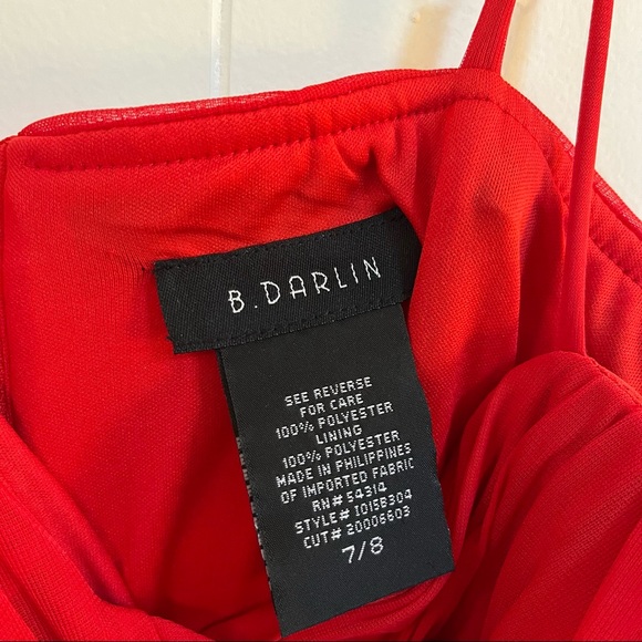 Cute rose red prom dress gown with rhinestones B. Darlin - Picture 3 of 8